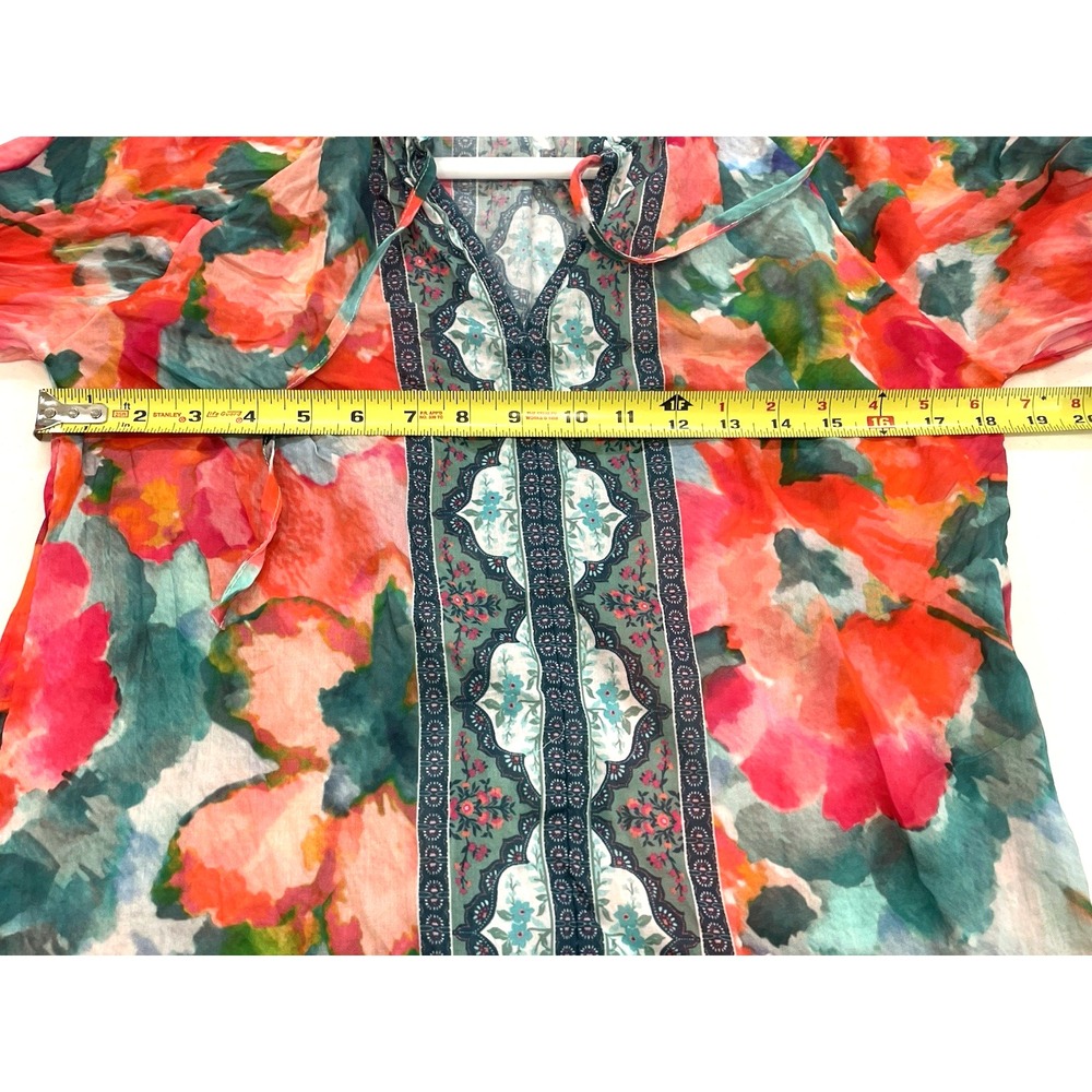 Soft‎ Surroundings Blouse Women's Small Multicolor Floral Long Sleeve Top Boho - Picture 9 of 11